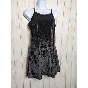 Crazy 8 Black Crushed Velvet Girls Dress 10/12 Goth Y2K Holiday Party Alt Skater